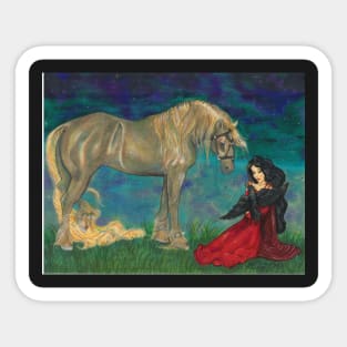 Horse, Lady and Raven Sticker